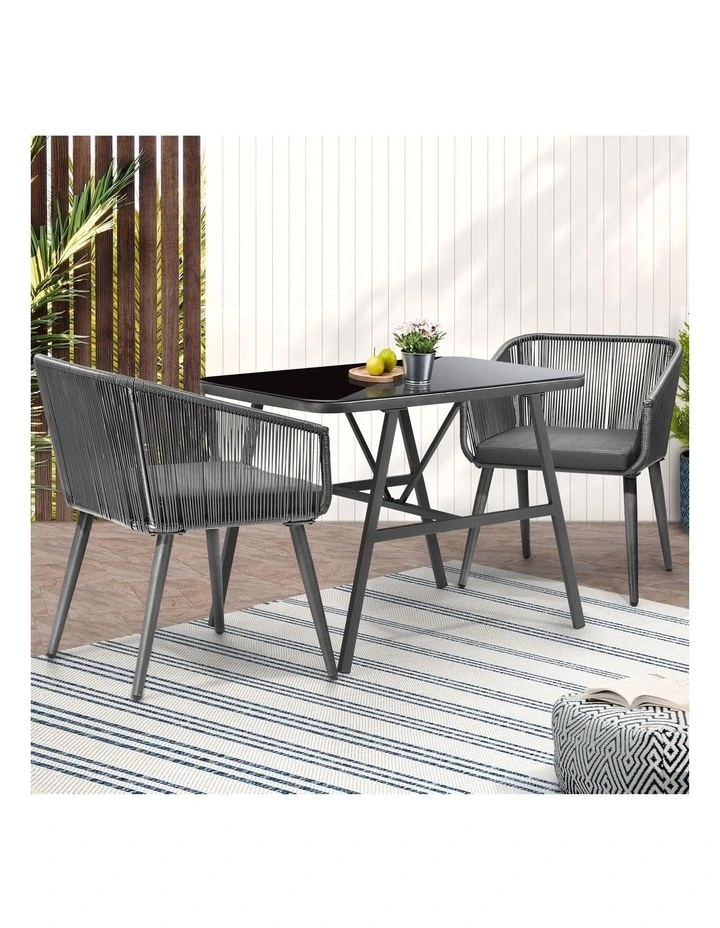 Livsip Outdoor Dining Setting 3 Piece Lounge Patio Furniture Table Chairs Set image 4