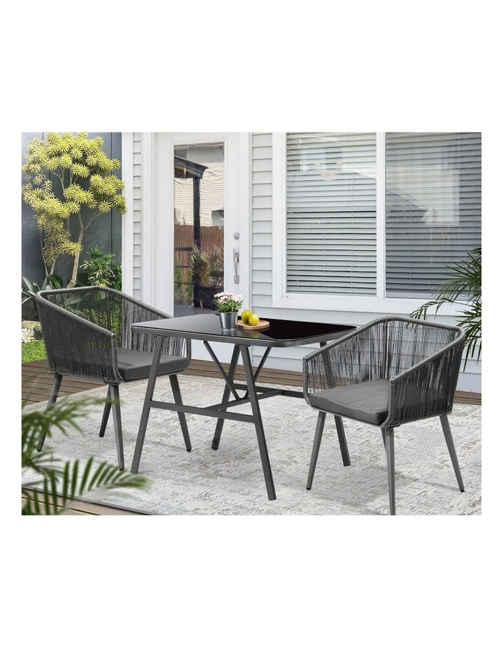 Livsip Outdoor Dining Setting 3 Piece Lounge Patio Furniture Table Chairs Set image 7