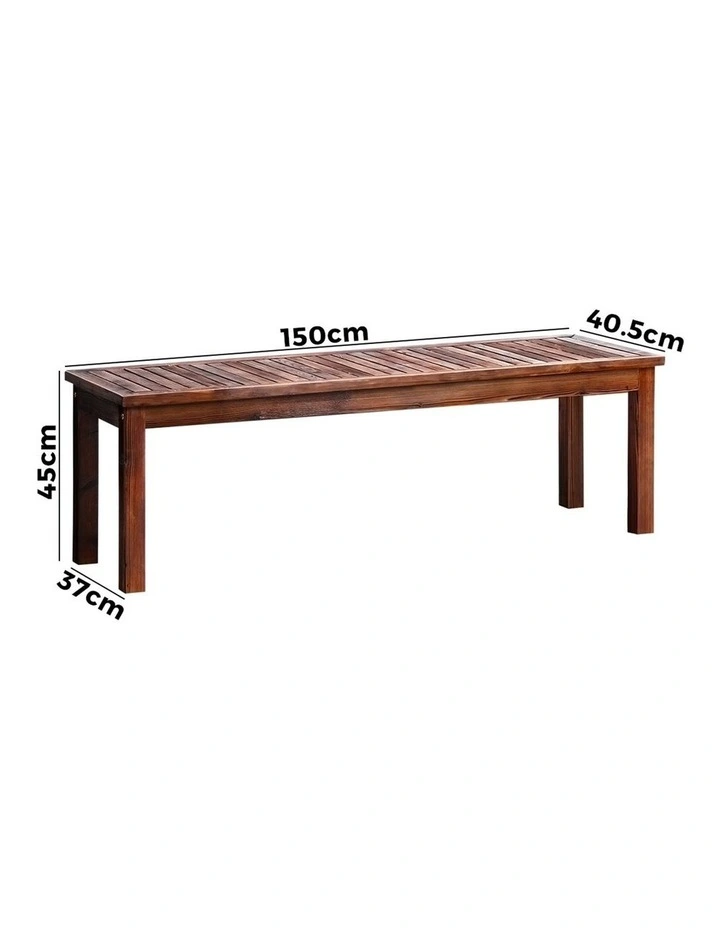 Livsip 150cm Garden Bench Outdoor Wood Patio Furniture Dining Chair Slatted Seat image 3