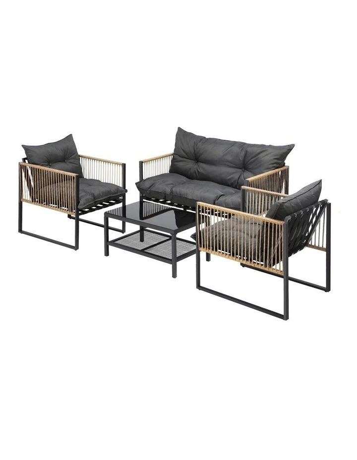 Livsip 4 Piece Outdoor Furniture Setting Garden Patio Lounge Sofa Table Chairs image 1
