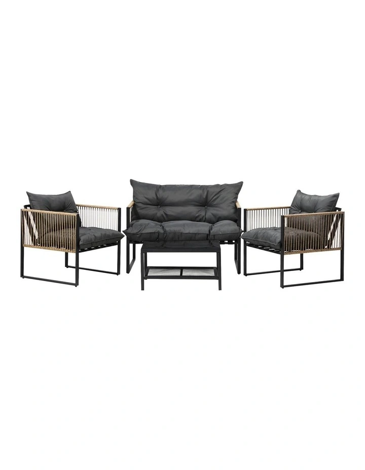 Livsip 4 Piece Outdoor Furniture Setting Garden Patio Lounge Sofa Table Chairs image 2