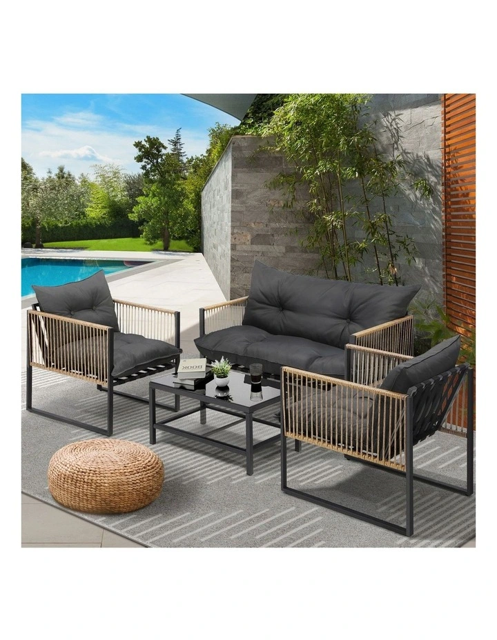 Livsip 4 Piece Outdoor Furniture Setting Garden Patio Lounge Sofa Table Chairs image 4