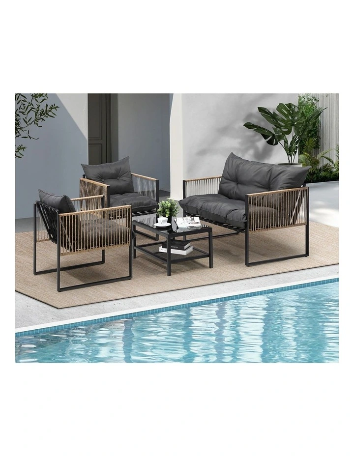 Livsip 4 Piece Outdoor Furniture Setting Garden Patio Lounge Sofa Table Chairs image 5