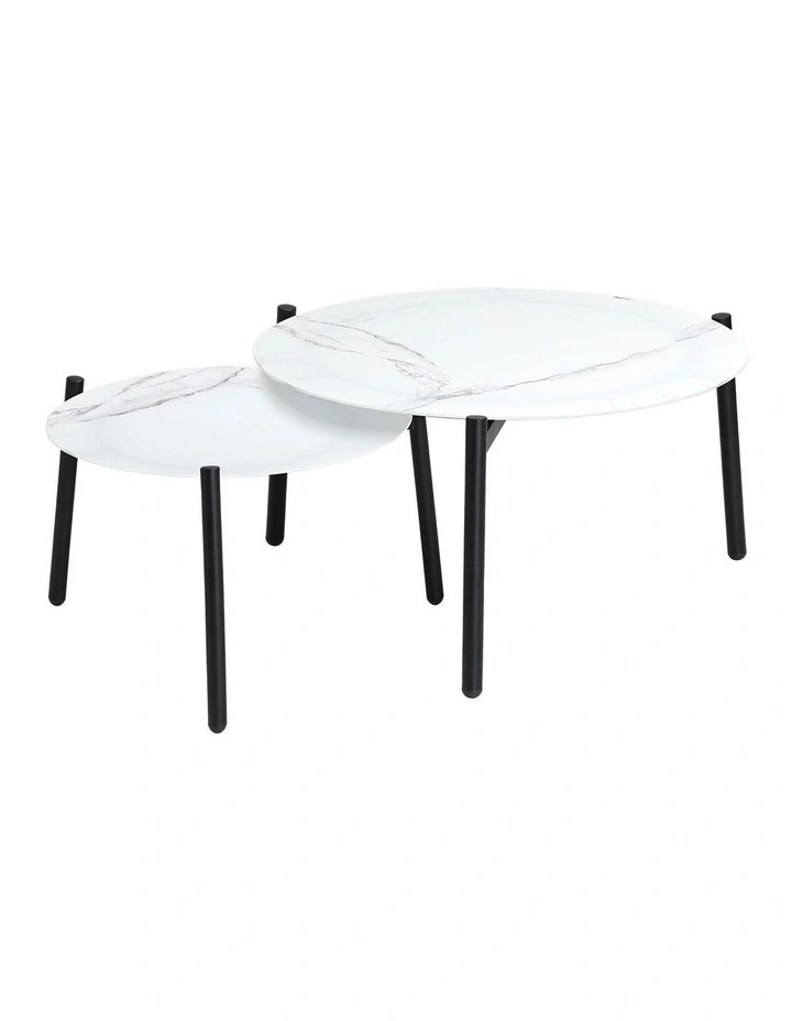 Livsip Coffee Side Marble Table 50/70cm Set Desk Patio Outdoor Furniture Garden image 1