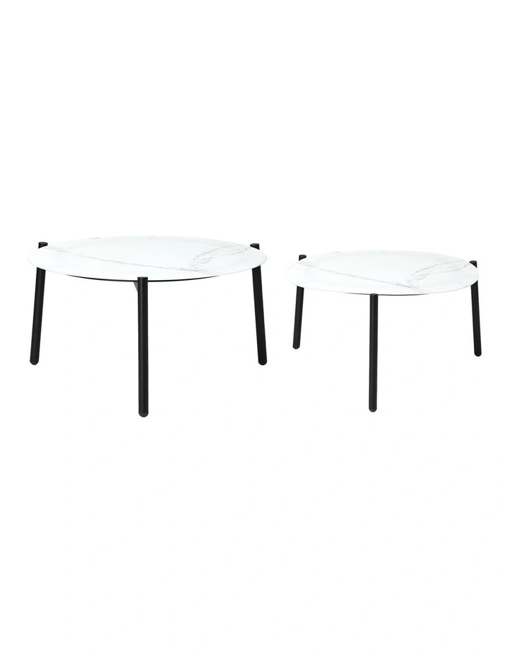 Livsip Coffee Side Marble Table 50/70cm Set Desk Patio Outdoor Furniture Garden image 2
