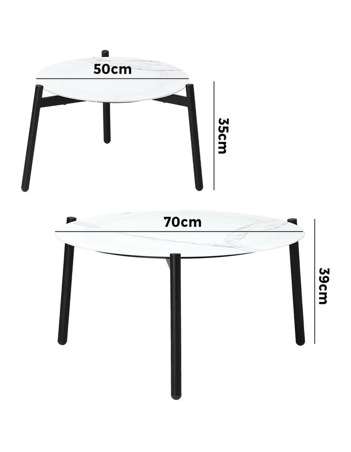 Livsip Coffee Side Marble Table 50/70cm Set Desk Patio Outdoor Furniture Garden image 3