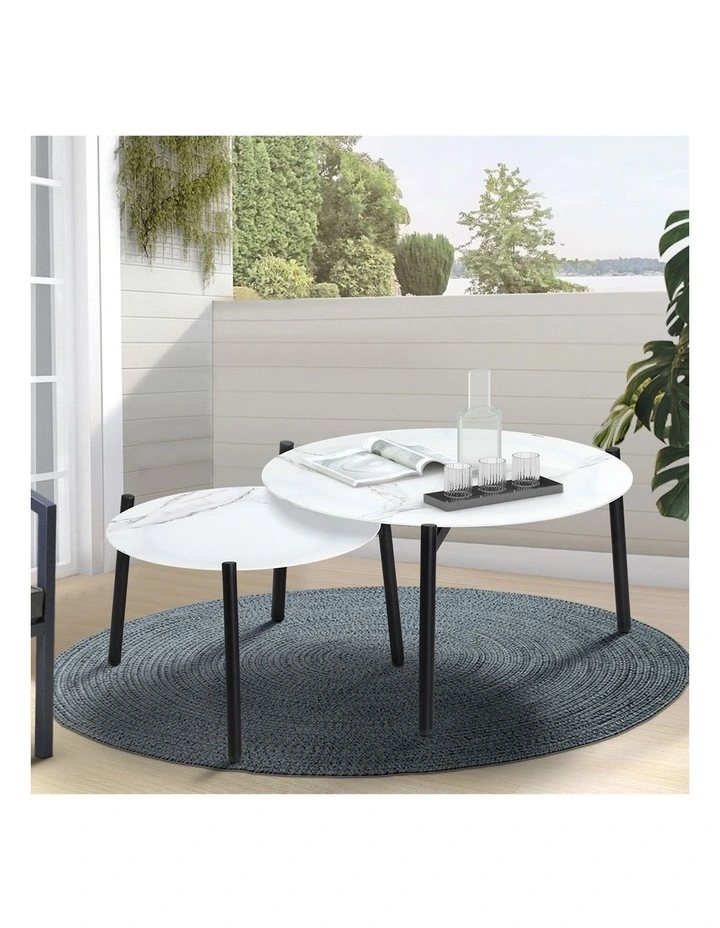 Livsip Coffee Side Marble Table 50/70cm Set Desk Patio Outdoor Furniture Garden image 4