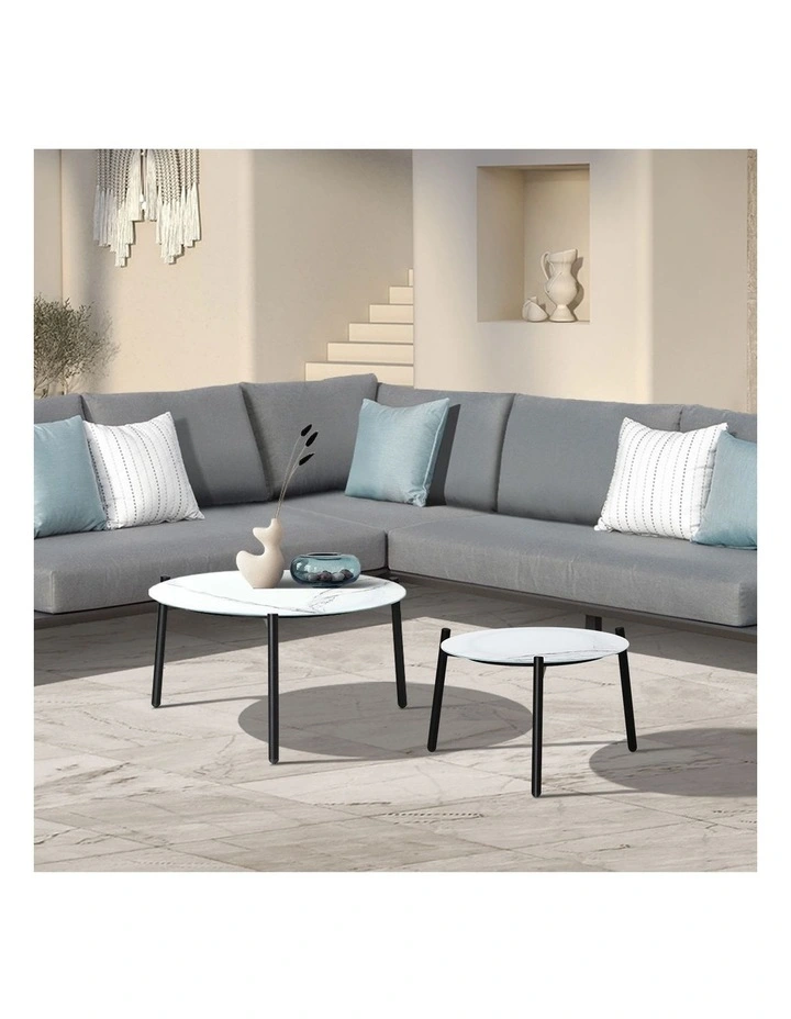 Livsip Coffee Side Marble Table 50/70cm Set Desk Patio Outdoor Furniture Garden image 5