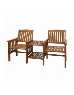 Livsip Wooden Garden Bench 2 Seat Chair & Table Outdoor Patio Furniture Brown