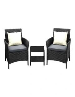Livsip Outdoor Furniture 3 Piece Wicker Bistro Set Patio Chairs Table Garden
