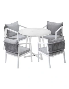 Livsip Outdoor Dining Setting Lounge Chair Patio Furniture Bistro Set 5PCS White