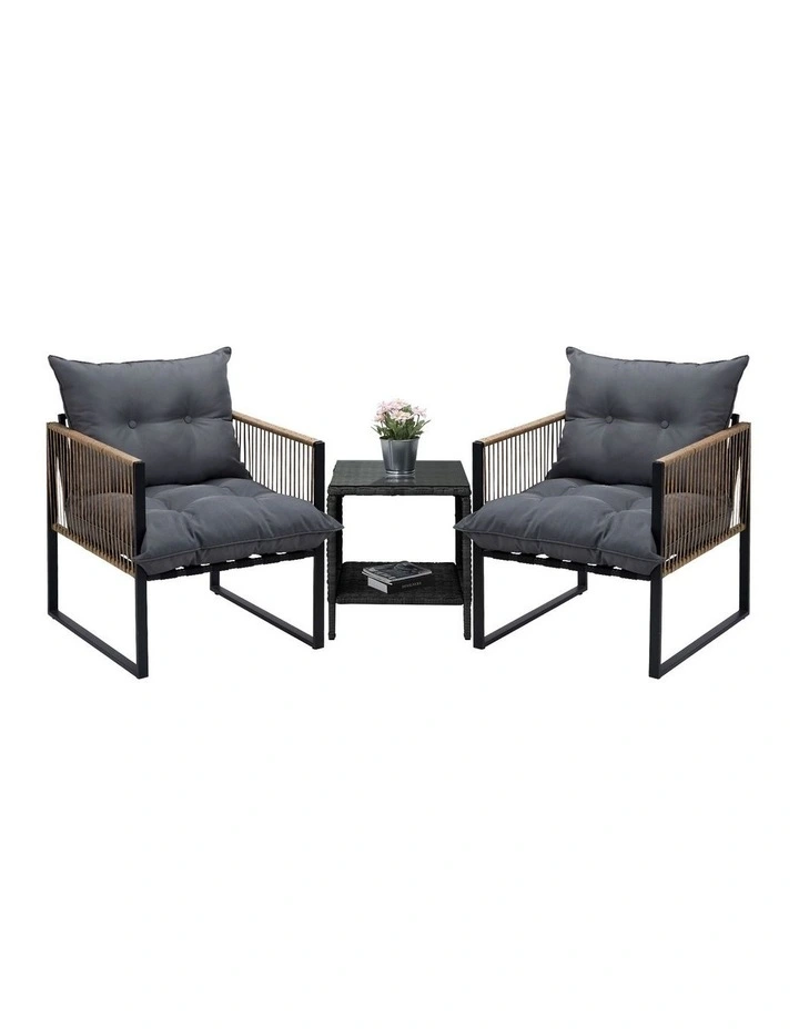 Livsip 2 Seater Outdoor Patio Set Rattan Table Garden Lounge Setting Furniture image 1