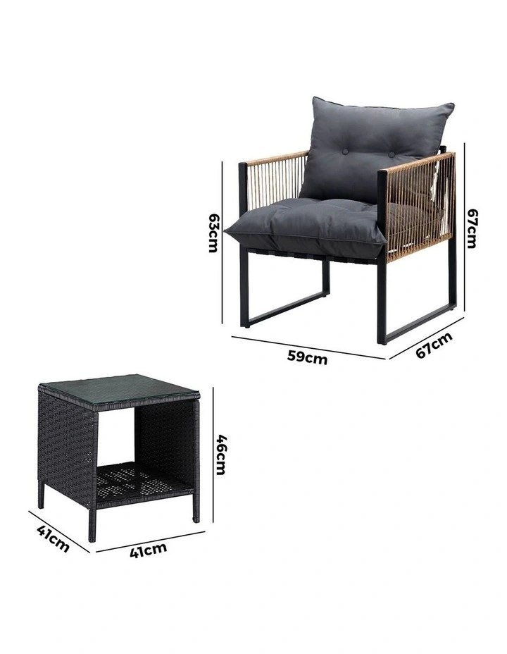 Livsip 2 Seater Outdoor Patio Set Rattan Table Garden Lounge Setting Furniture image 3