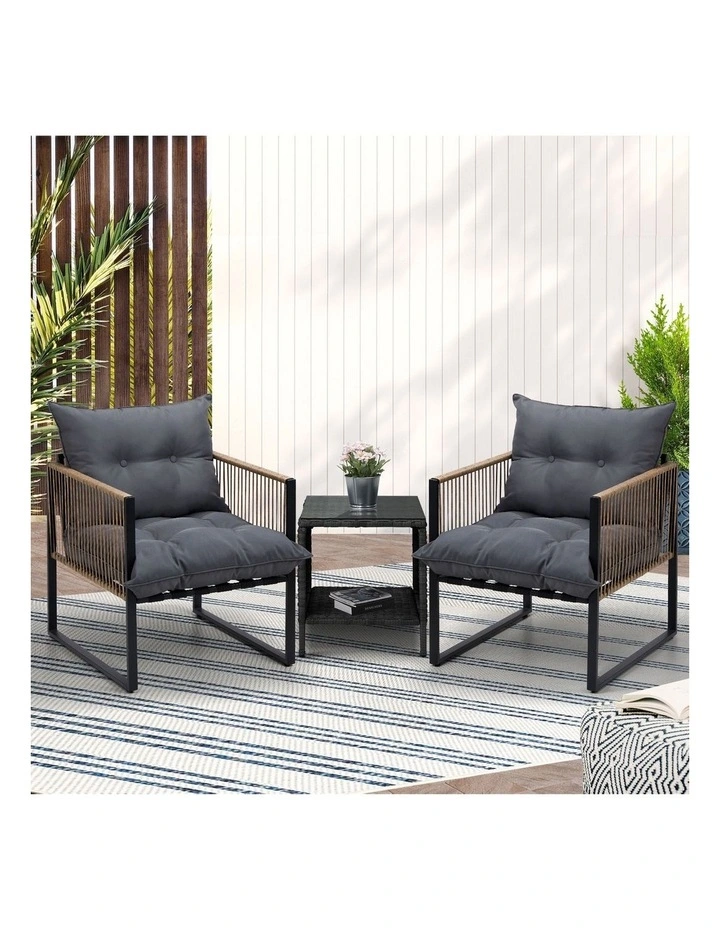 Livsip 2 Seater Outdoor Patio Set Rattan Table Garden Lounge Setting Furniture image 4