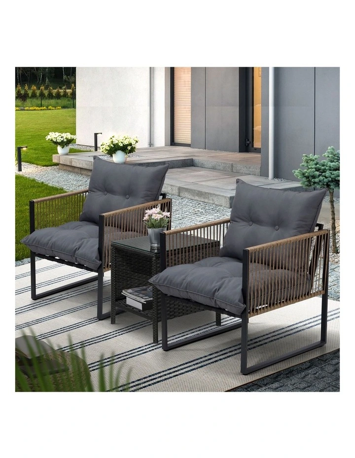 Livsip 2 Seater Outdoor Patio Set Rattan Table Garden Lounge Setting Furniture image 6