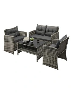 Livsip Outdoor Lounge Set Patio Furniture Dining Chairs Wicker Table  4 Piece