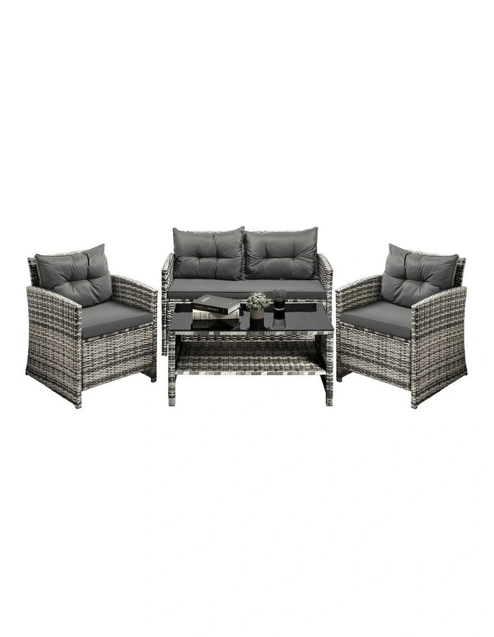 Livsip Outdoor Lounge Set Patio Furniture Dining Chairs Wicker Table  4 Piece image 2
