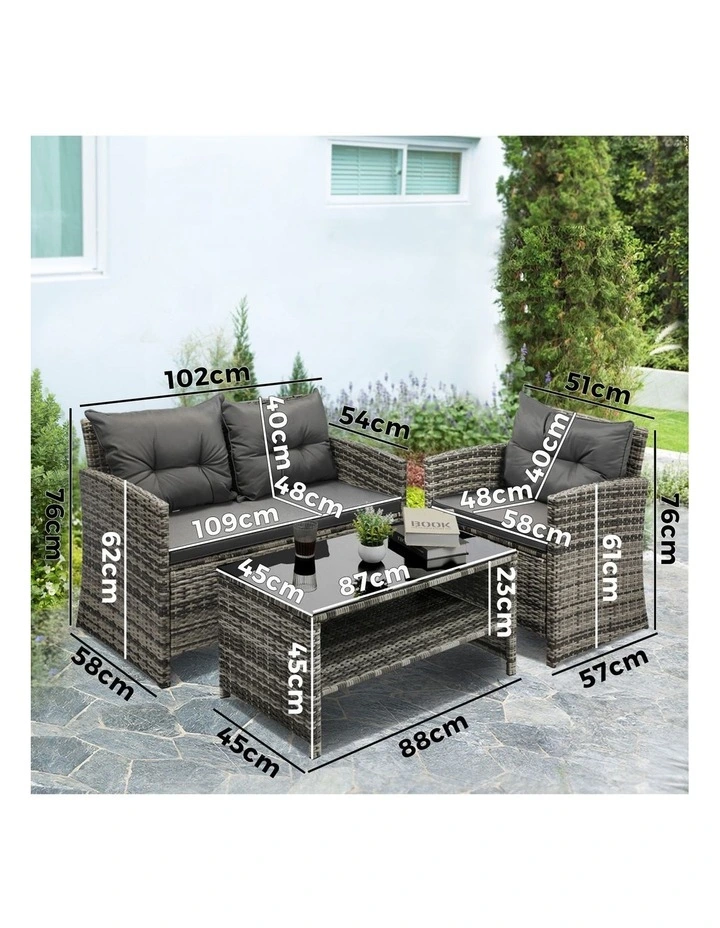 Livsip Outdoor Lounge Set Patio Furniture Dining Chairs Wicker Table  4 Piece image 3