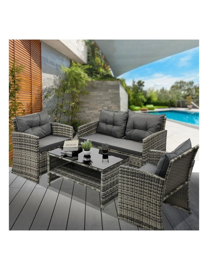 Livsip Outdoor Lounge Set Patio Furniture Dining Chairs Wicker Table  4 Piece image 4