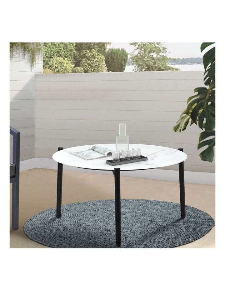 Livsip Coffee Side Marble Table Outdoor Patio Furniture Garden 50cm Round Desk image 4