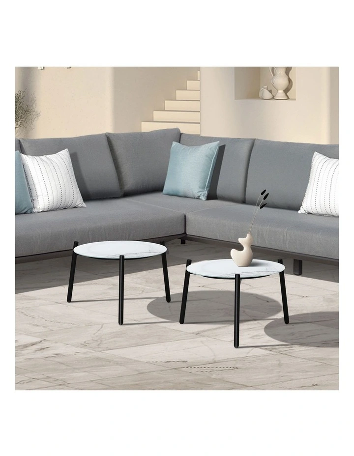 Livsip Coffee Side Marble Table Outdoor Patio Furniture Garden 50cm Round Desk image 5