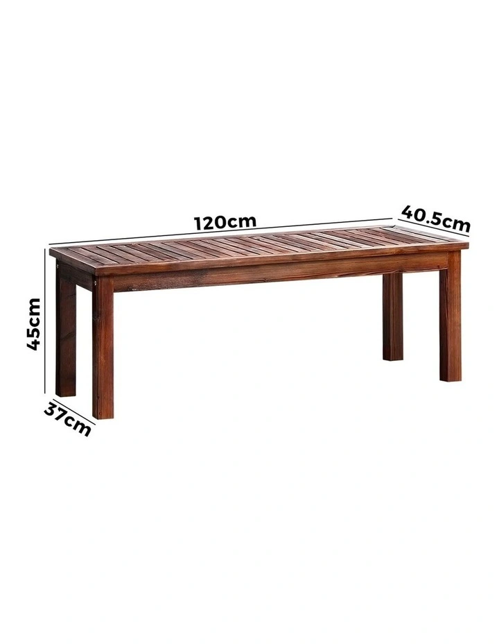 Livsip Garden Bench Wood Patio 120cm Slatted Seat Outdoor Furniture Dining Chair image 3