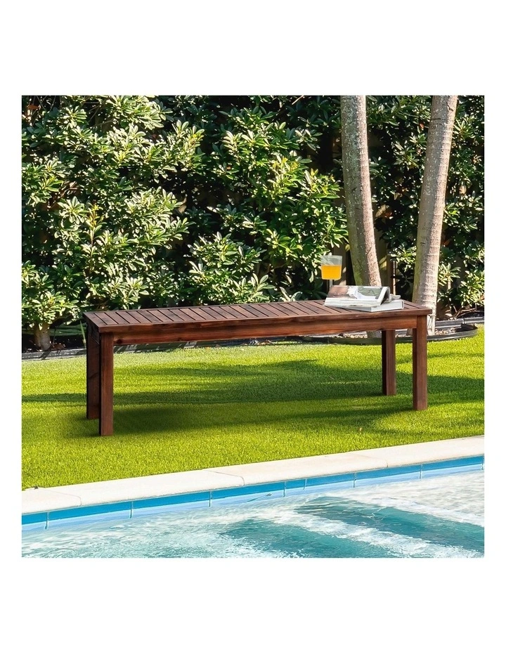 Livsip Garden Bench Wood Patio 120cm Slatted Seat Outdoor Furniture Dining Chair image 4