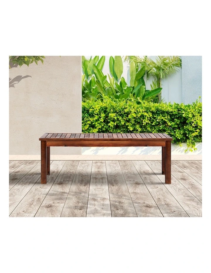 Livsip Garden Bench Wood Patio 120cm Slatted Seat Outdoor Furniture Dining Chair image 5