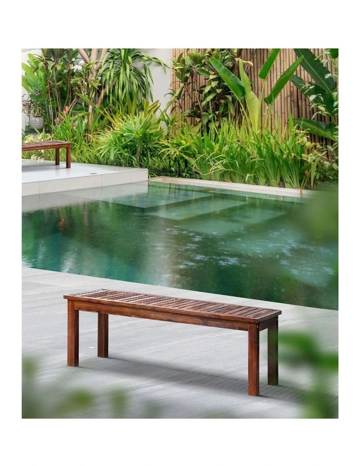 Livsip Garden Bench Wood Patio 120cm Slatted Seat Outdoor Furniture Dining Chair image 7