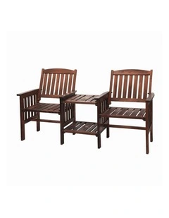 Livsip Wooden Garden Bench 2 Seat Chair & Table Outdoor Patio Furniture Charcoal