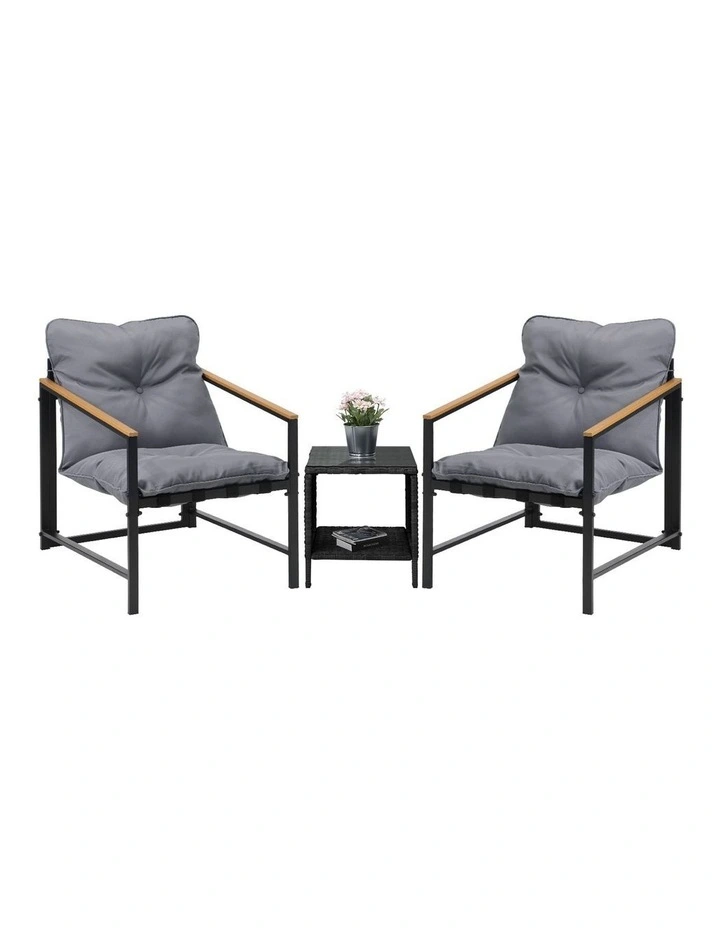 Livsip 3 Piece Outdoor Patio Set Lounge Setting Garden Furniture Rattan Table image 1