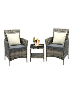 Livsip Outdoor Furniture Setting 3 Piece Wicker Bistro Set Patio Chairs Table