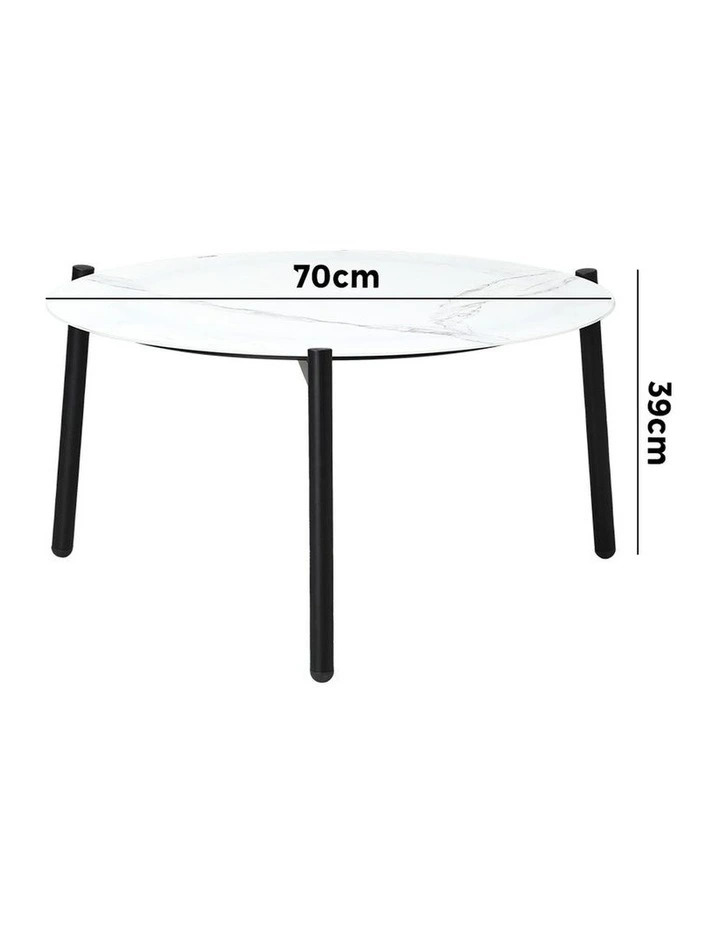 Livsip Coffee Side Marble Table Outdoor Patio Furniture Garden 70cm Round Desk image 3