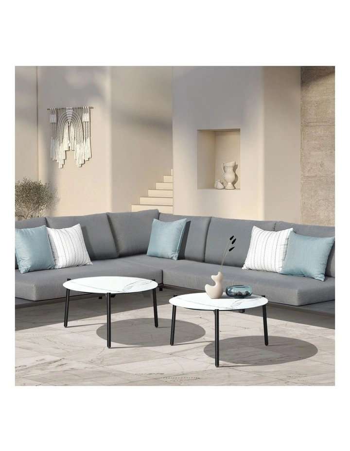 Livsip Coffee Side Marble Table Outdoor Patio Furniture Garden 70cm Round Desk image 5