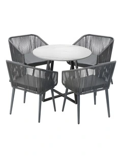 Livsip 5x Outdoor Dining Setting Sintered Stone Table Patio Furniture Bistro Set