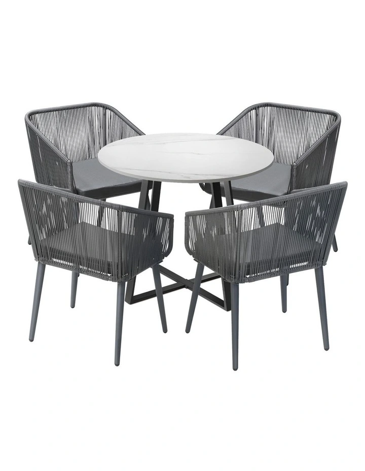 Livsip 5x Outdoor Dining Setting Sintered Stone Table Patio Furniture Bistro Set image 1