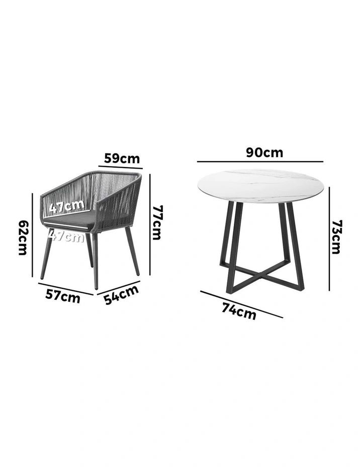 Livsip 5x Outdoor Dining Setting Sintered Stone Table Patio Furniture Bistro Set image 3