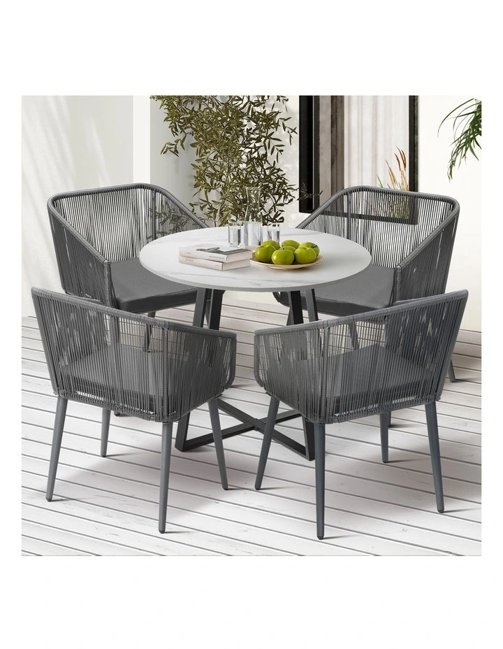 Livsip 5x Outdoor Dining Setting Sintered Stone Table Patio Furniture Bistro Set image 4