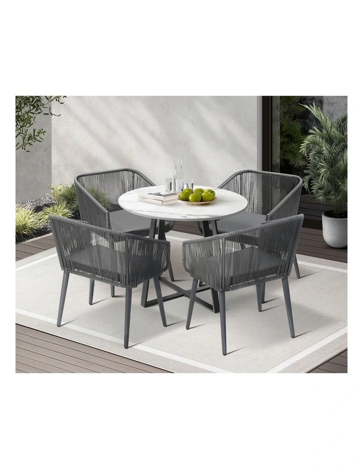 Livsip 5x Outdoor Dining Setting Sintered Stone Table Patio Furniture Bistro Set image 7