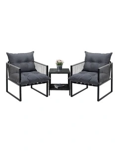 Livsip 3PCS Outdoor Patio Set Wicker Furniture Dining Table Chairs Setting
