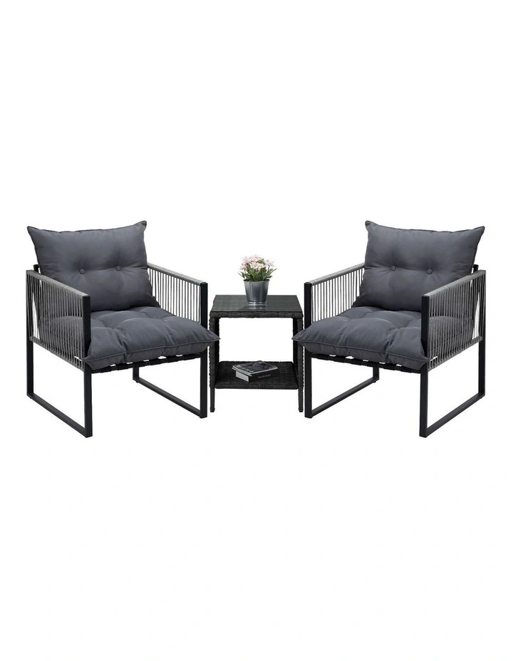 Livsip 3PCS Outdoor Patio Set Wicker Furniture Dining Table Chairs Setting image 1