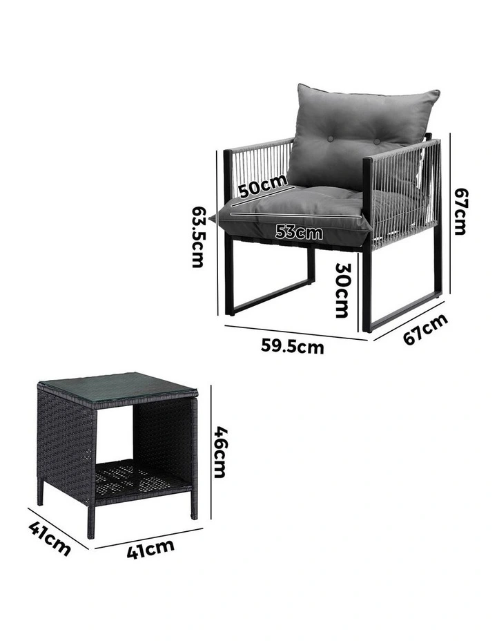 Livsip 3PCS Outdoor Patio Set Wicker Furniture Dining Table Chairs Setting image 3