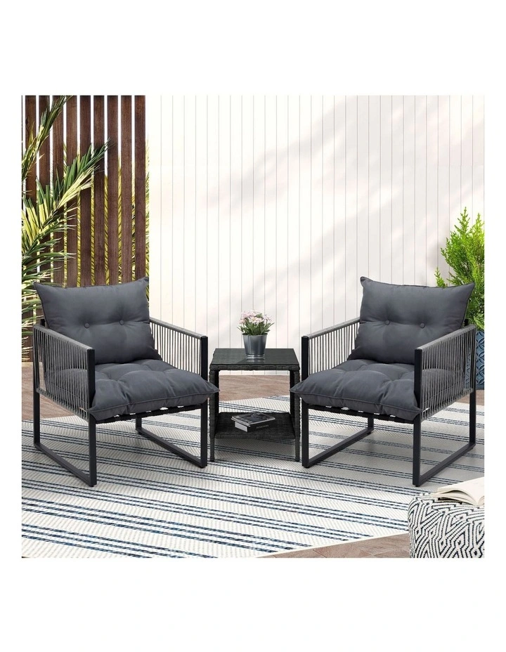 Livsip 3PCS Outdoor Patio Set Wicker Furniture Dining Table Chairs Setting image 4