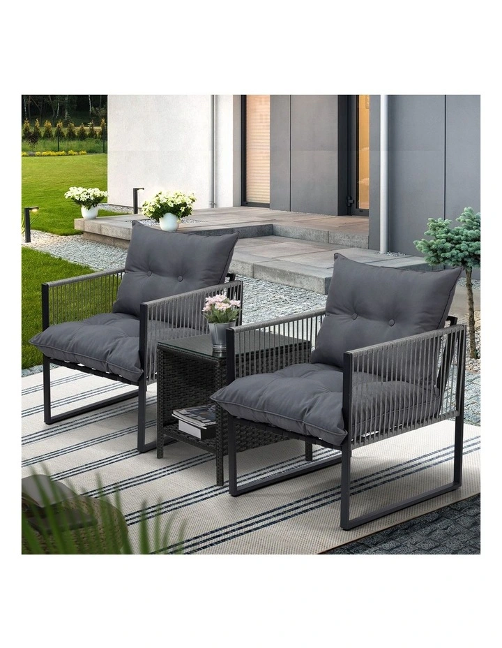Livsip 3PCS Outdoor Patio Set Wicker Furniture Dining Table Chairs Setting image 5