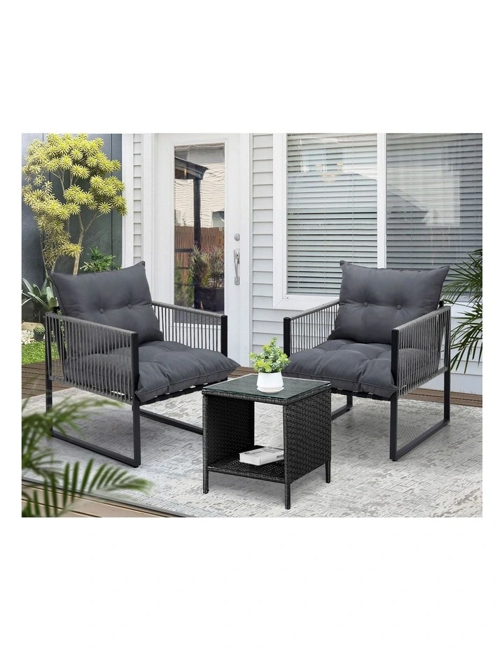 Livsip 3PCS Outdoor Patio Set Wicker Furniture Dining Table Chairs Setting image 7