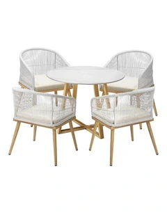 Livsip 5 Piece Outdoor Dining Setting Table Lounge Chairs Patio Furniture Set