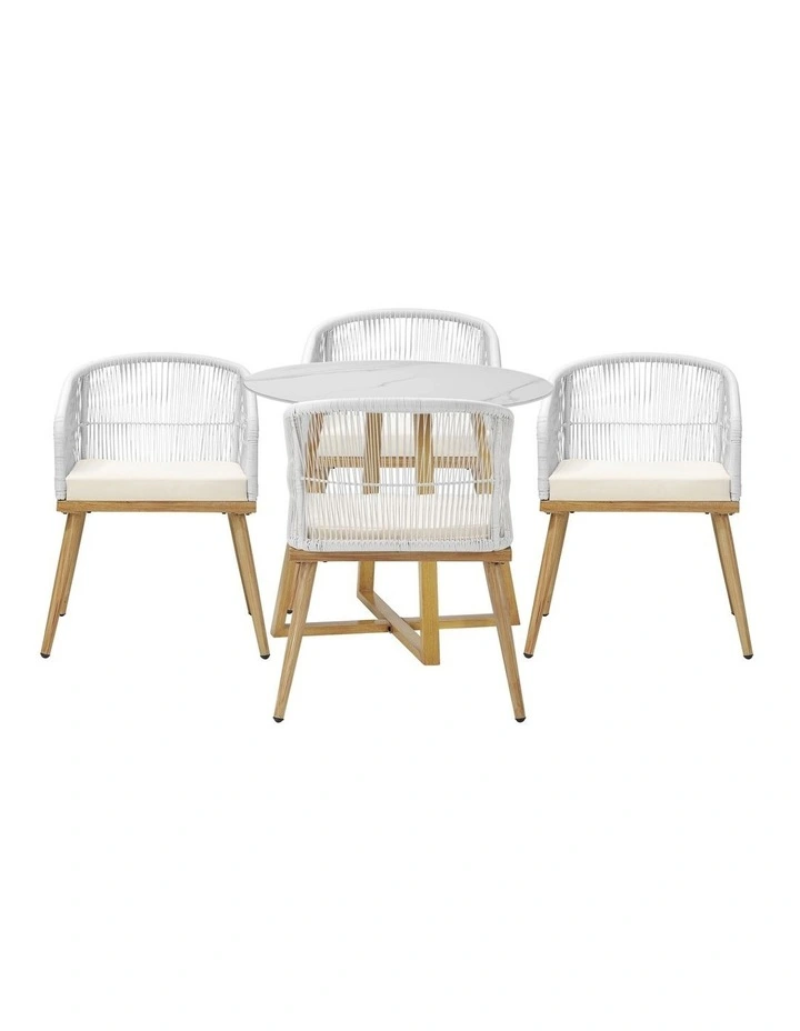 Livsip 5 Piece Outdoor Dining Setting Table Lounge Chairs Patio Furniture Set image 2