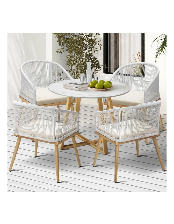 Livsip 5 Piece Outdoor Dining Setting Table Lounge Chairs Patio Furniture Set image 4