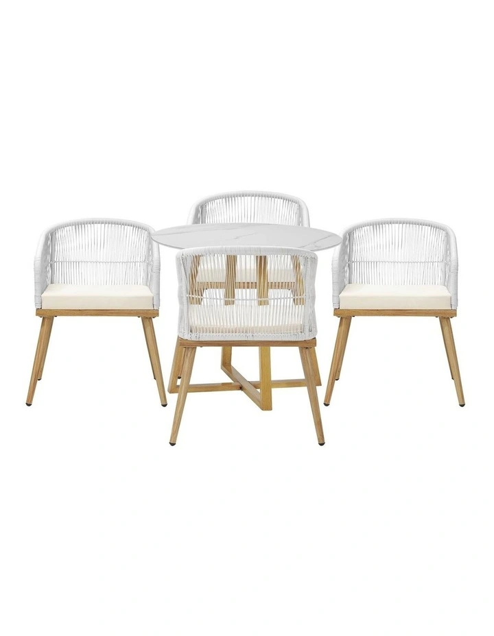 Livsip 5 Piece Outdoor Dining Setting Table Lounge Chairs Patio Furniture Set image 5