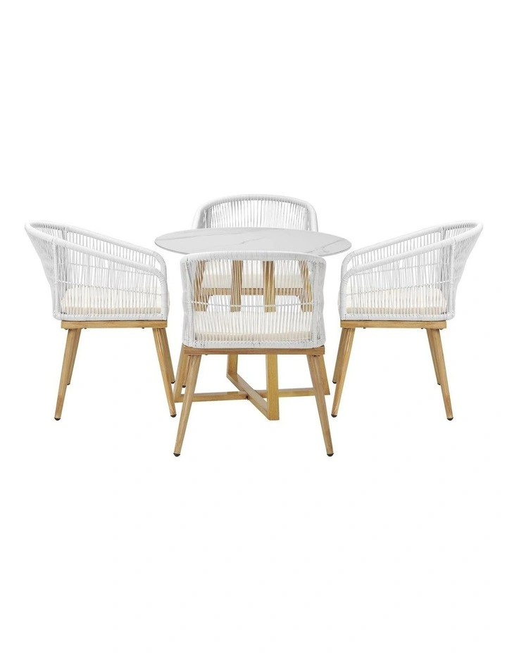 Livsip 5 Piece Outdoor Dining Setting Table Lounge Chairs Patio Furniture Set image 6